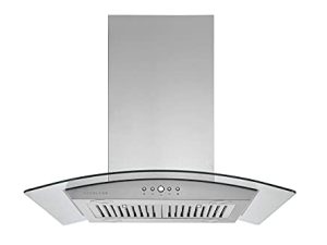 Hauslane | Chef Series IS-200 36" Modern Island Range Hood | Contemporary Tempered Glass | Powerful Suction with Maximum Coverage