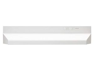 Broan-NuTone BUEZ024WW Broan UC 160 CFM 24N White Economy 24-inch Under-Cabinet Easy Install Convertible Range Hood with 2-Speed Exhaust Fan and Light
