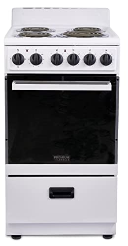 Premium Levella 20" Electric Range with 4 Coil Burners and 2.2 Cu. Ft. Oven Capacity in White Premium Levella 20" Electric Range with 4 Coil Burners and 2.2 Cu. Ft. Oven Capacity in White