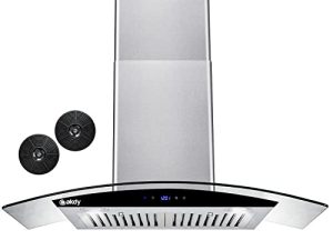 AKDY Convertible Kitchen Wall Mount Range Hood in Stainless Steel w/Tempered Glass