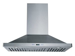 Forno Ultra Quality 36-Inch Pyramid Wall Mount Range Hood with Ducted Convertible and Exhaust Pipe - Stainless Steel Ceiling Chimney-Style Stove Vent with 4 Speed Touch Control Panel