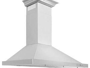 ZLINE 48 in. Convertible Vent Wall Mount Range Hood in Stainless Steel with Crown Molding (KBCRN-48)