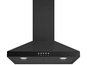 Winflo 30 In. Convertible Wall Mount Range Hood in Black with Black Mesh Filters and Push Button Control