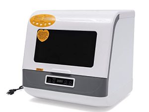 360 Degree Automatic Dishwasher Deep Heating Cleaning Machine Portable Compact Countertop Air Dry Dishwasher Mini Dish Washer with 3 Working Programs for Home Small Apartment Dorm RV(White)