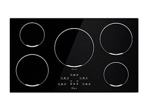 Empava 36" Electric Induction Cooktop Built-in Modular Stovetop with 5 Elements 9 Power Level Boost Burners in Black Vitro Ceramic Glass