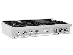 ZLINE 48" Porcelain Gas Stovetop with 7 Gas Brass Burners and Griddle (RT-BR-48)