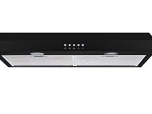Winflo 30 In. Convertible Under Cabinet Range Hood in Black with Mesh Filters and Push Button Control