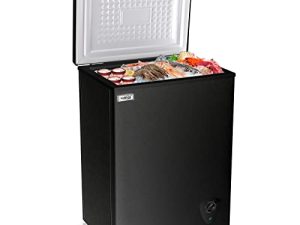 WANAI Chest Freezer 3.5 cu.ft Small Deep Freezer Mini Outdoor Chest Freezers with 7 Temperature Settings White/Black Ideal for Apartment