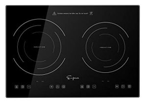 Empava Electric Stove Induction Cooktop Horizontal with 2 Burners in Black Vitro Ceramic Smooth Surface Glass 120V