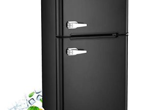 R.W.FLAME 3.2 Cu.ft Compact Refrigerator Double Door Mini Fridge with Top Door and Removable Glass Shelves