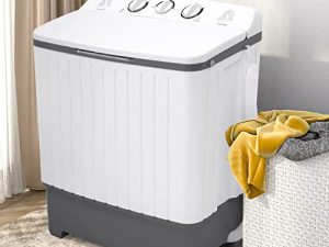 Portable Washing Machine 17 lbs Mini Compact Twin Tub Washer with Wash and Spin Dryer Combo Cloths Washing