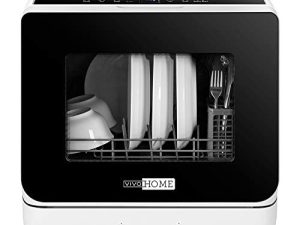 VIVOHOME 110V 840W Electric Portable Compact Countertop Small Dishwasher Machine with 5L Built in Water Tank and 5 Washing Programs for Apartment and RV