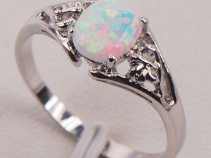 Nongkhai shop White Fire Opal 925 Sterling Silver Gemstone Jewelry Ring Size 5 6 7 8 9 10 11 (11)
