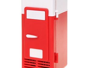ThreeH New Mini Red USB Fridge Cooler Beverage Drink Cans Cooler/Warmer Refrigerator for Laptop PC Computer Red H-UF05Red