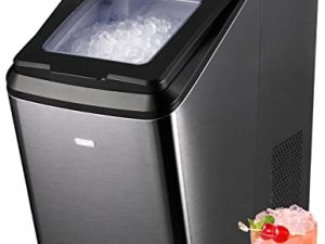 Gevi Nugget Ice Maker Countertop with Thick Insulation | Self-Cleaning Pellet Ice Machine | Quietly Making Max 29Lb/Day | Stainless Steel Housing | Portable Design for Home Kitchen (GIMN-1102 Black)