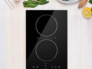 Empava Electric Stove Induction Cooktop Vertical with 2 Burners Vitro Ceramic Smooth Surface Glass in Black 120V