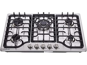 Hotfield 30 Inch Gas Cooktop Stainless Steel 5 Burners Stovetop Dual Fuel Gas Hob NG/LPG Convertible Gas Cooktop HF57042 Stainless Steel
