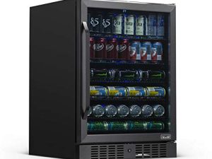 NewAir 24" Beverage Refrigerator Cooler - 177 Can Capacity Mini Fridge - Black Stainless Steal With Built In Cooler and Glass Door | Cool your Soda