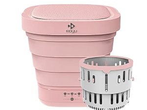 GENESIX Portable Washing Machine Folding Mini Washer For Small Items Of Clothing Like Baby Clothes Underwear Bra Sock (Pink)