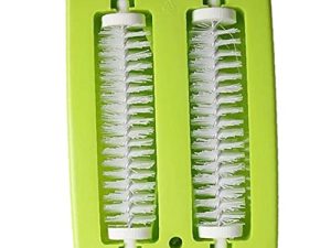Froiny Double Brush Head Handheld Carpet Table Brush Plastic Sweeper Crumb Dirt Cleaner Roller Tool(Random Color)