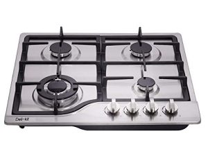 Deli-kit® 24 inch LPG/NG gas cooktop Dual Fuel Sealed 4 Burners Stainless Steel Gas Cooktop 4 Burners Drop-In Gas Hob DK245-A02 Gas Cooker