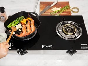 XtremepowerUS Deluxe Propane Gas Range Stove 2 Burner Cooktop Auto Ignition Outdoor Grill Camping Stoves Station LPG