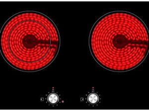 K&H 2 Burner Dual 24 Inch Built-in Electric Stove Top Radiant Ceramic Cooktop Knob Control 240V 3400W HCC-3402K