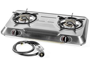 XtremepowerUS Double Burner Stove w/Auto Ignition Stainless Steel Cooktop Outdoor Propane Portable Camping Cooking Range