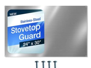 24" x 30" Reversible Metal Backsplash Matching screws | Compatible with Broan-NuTone SP3004 - Ultra Flat and Flushed Metal Panel Splatter Guard for Stovetop Easy Installation