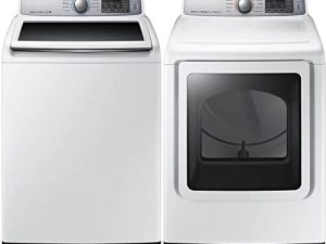 SAMSUNG WA50M7450WPR White Top Loading Washer/Steam Dryer Pair