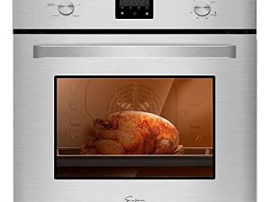 Empava 24" Single Gas Wall Oven Bake Broil Rotisserie Functions with Digital Timer and Convection Fan in Stainless Steel