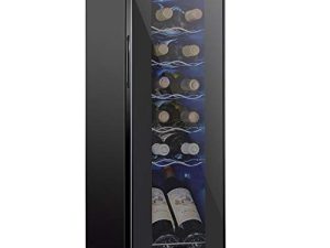 Schmecke 12 Bottle Compressor Wine Cooler Refrigerator w/Lock | Large Freestanding Wine Cellar | 41f-64f Digital Temperature Control Wine Fridge For Red