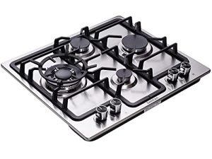 24 Inch Gas Cooktop DT4504 Stainless Steel 4 Burner Gas Cooktop LPG/NG Convertible Gas Stovetop Thermocouple Protection Gas Cooktop