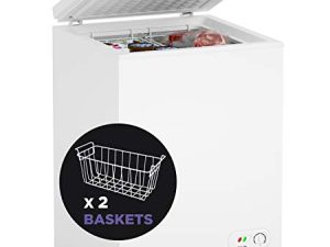 Northair Chest Freezer - 3.5 Cu Ft with 2 Removable Baskets - Reach In Freezer Chest - Quiet Compact Freezer - 7 Temperature Settings - White