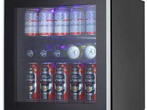 COWSAR Beverage Refrigerator 57 Can Capacity Beverage Cooler 1.6 Cu. Ft Mini Wine Fridge Beer Fridge Mini Fridge With Glass Door for Bedroom