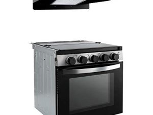 RecPro RV Stove | Gas Range 21" Tall | Optional Vented Range Hood | Black or Silver Color Options (Black