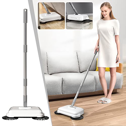 Hand Push Sweeper - All-in-one Home Sweeping Mopping Machine Adjustable Mop Vacuum Cleaner Sweep Carpet and Floor Sweeper with Dual Rotating System 2 Corner Edge Brushes Cleaning Hand Push Sweeper - All-in-one Home Sweeping Mopping Machine Adjustable Mop Vacuum Cleaner Sweep Carpet and Floor Sweeper with Dual Rotating System 2 Corner Edge Brushes Cleaning