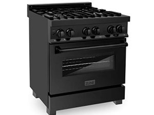 ZLINE 30" 4.0 cu. ft. Dual Fuel Range with Gas Stove and Electric Oven in Black Stainless Steel (RAB-30)