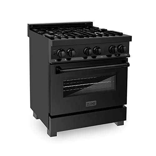 ZLINE 30" 4.0 cu. ft. Dual Fuel Range with Gas Stove and Electric Oven in Black Stainless Steel (RAB-30) ZLINE 30" 4.0 cu. ft. Dual Fuel Range with Gas Stove and Electric Oven in Black Stainless Steel (RAB-30)