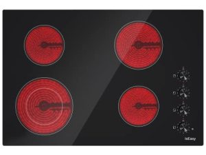 Electric Cooktop 30 inch Ceramic Stove 4 Burners Built-in Stove Top Electric Hot Plate Satin Glass cooktop in Black