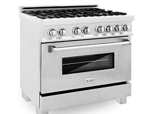 ZLINE 36" 4.6 cu. ft. Dual Fuel Range with Gas Stove and Electric Oven in DuraSnow with Color Options (RAS-SN-36) (DuraSnow Stainless Steel)