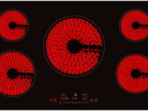 K&H 5 Burner 36 Inch Built-in Electric Stove Top Radiant Ceramic Cooktop Touch Control 240V 9600W CE36-10208