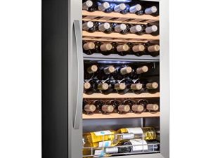 Schmécké 33 Bottle Dual Zone Wine Cooler Refrigerator w/Lock - Large Freestanding Wine Cellar For Red