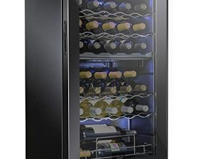 SCHMECKE 33 Bottle Dual Zone Wine Cooler Refrigerator w/Lock | Large Freestanding Wine Cellar | 41f-64f Digital Temperature Control Wine Fridge For Red