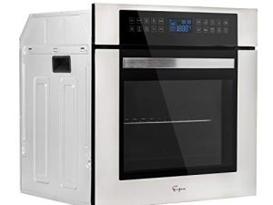 Empava 24 Inch Electric Single Wall Oven 10 Cooking Functions Deluxe 360° ROTISSERIE with Sensitive Touch Control in Stainless Steel
