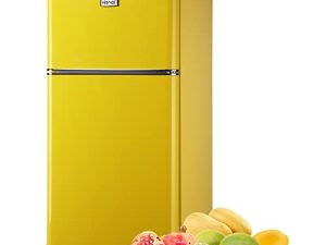 WANAI Compact Refrigerator 3.2 Cu.Ft Retro Dual Door Mini Fridge with Freezer Adjustable Remove Glass Shelves Small Refrigerator Suitable for Dorm Garage and Office