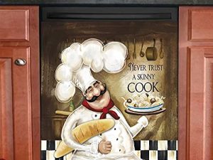 Homa Never Trust a Skinny Cook Dishwasher Sticker Magnetic Panel Decal Chef Fridge Cover for Kitchen Decor Decal 23 inches W x 26 inches H