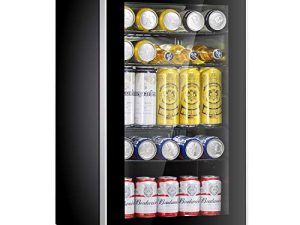 Antarctic Star Beverage Refrigerator Cooler-85 Can Mini Fridge Glass Door for Soda Beer Wine Stainless Steel Glass Door Small Drink Dispenser Machine Digital Display for Home