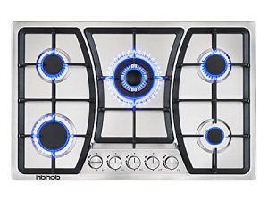 Gas Cooktop 30 inches 5 Burners Gas Stove gas hob stovetop Stainless Steel Cooktop 5 Sealed Burners Cast Iron Grates Built-in Gas Stove Top LPG/NG Gas Cooktop Thermocouple Protection and Easy to Clean