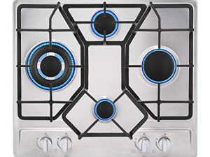 Empava EMPV-24GC4B67A 24" Gas Stove Cooktop 4 Italy Sabaf Sealed Burners NG/LPG Convertible Stainless Steel Cooker